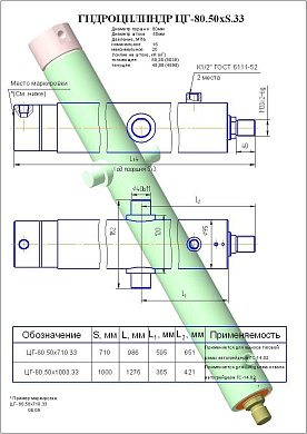 Гидроцилиндр ЦГ-80.50х1000.33